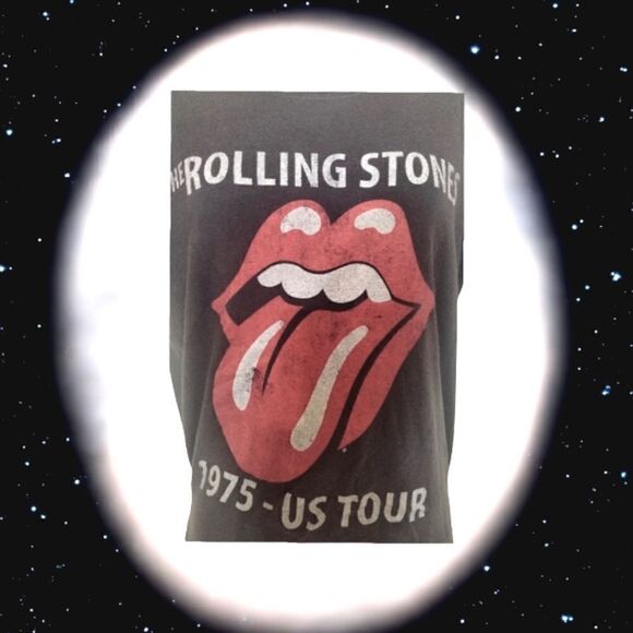 The Rolling Stones 1975 US Tour T-Shirt Men's  Short Sleeve Tongue MEDIUM Gray - Picture 3 of 8